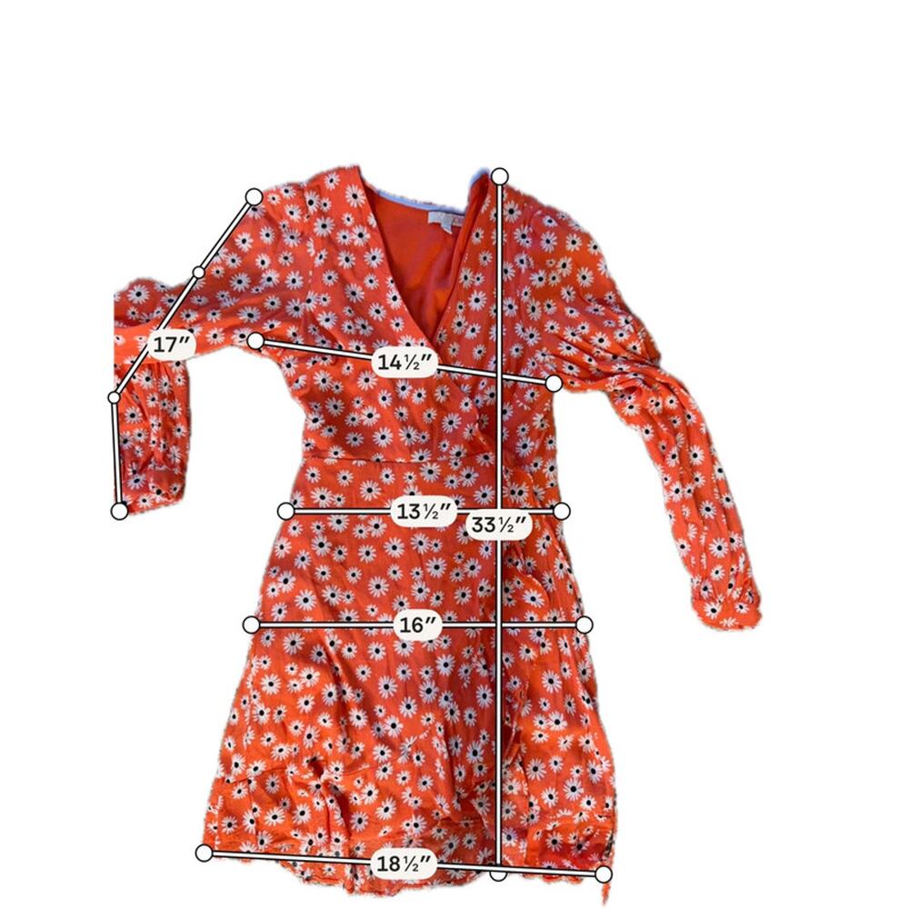 GB orange with Daisy’s wrapped dress EUC M 2897 - Picture 8 of 8